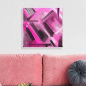 Modern Roze Zwart Grijs Abstract Decoratief Kunstw Canvas Afdruk (Insitu (Woonkamer))