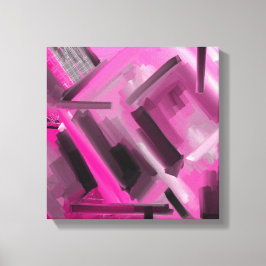 Modern Roze Zwart Grijs Abstract Decoratief Kunstw Canvas Afdruk
