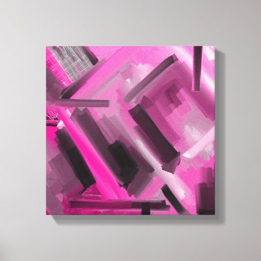 Modern Roze Zwart Grijs Abstract Decoratief Kunstw Canvas Afdruk (Voorkant)