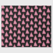 Modern roze zwart kerstboom patroon cadeaupapier (Vlak)
