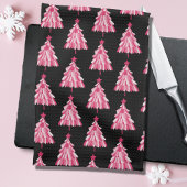 Modern roze zwart kerstboom patroon theedoek