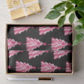 Modern roze zwart kerstboom patroon tissuepapier (Geschenk)