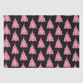 Modern roze zwart kerstboom patroon tissuepapier