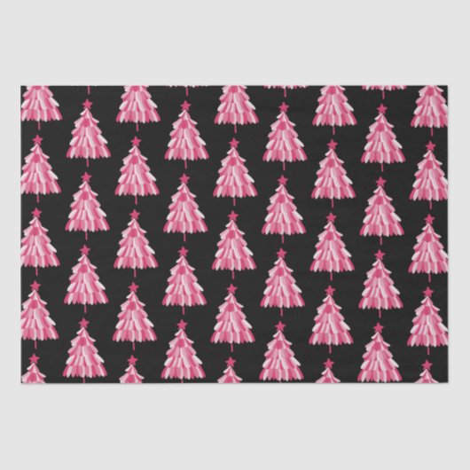 Modern roze zwart kerstboom patroon tissuepapier (Voorkant)