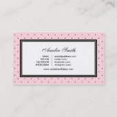 Modern Roze Zwart Polka Dot Roze Lint Blogger Visitekaartje (Achterkant)