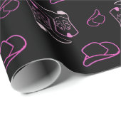Modern Roze & Zwart Rancher Cowboy Pet laarzen Cadeaupapier (Rol Hoek)
