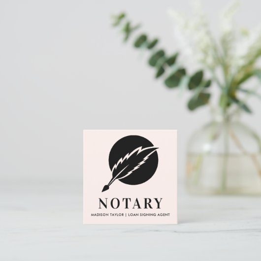 Modern roze zwarte doether Nib Public Noteur Vierkante Visitekaartje (Staand voorkant)