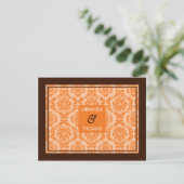 MODERN RSVP ANTWOORD KAART:: Damask kleuren 8 (Staand voorkant)