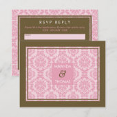 MODERN RSVP ANTWOORD KAART:: damast kleuren 9B (Voorkant / Achterkant)