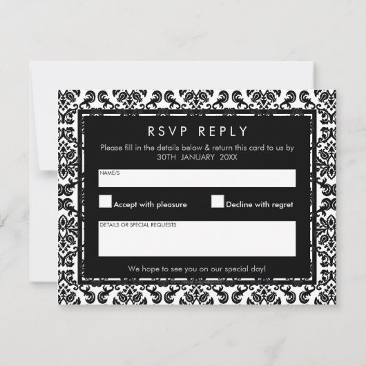 MODERN RSVP REPLY CARD: kleurt 10 Kaart (Achterkant)