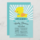 Modern Rubber Duck Boys Baby shower Uitnodiging (Voorkant / Achterkant)
