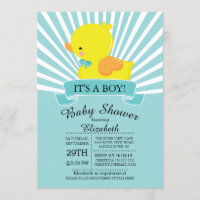 Modern Rubber Duck Boys Baby shower Uitnodiging
