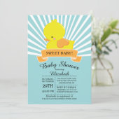 Modern Rubber Duck Neutral Baby shower Invitation Kaart (Staand voorkant)