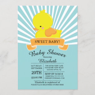 Modern Rubber Duck Neutral Baby shower Invitation Kaart