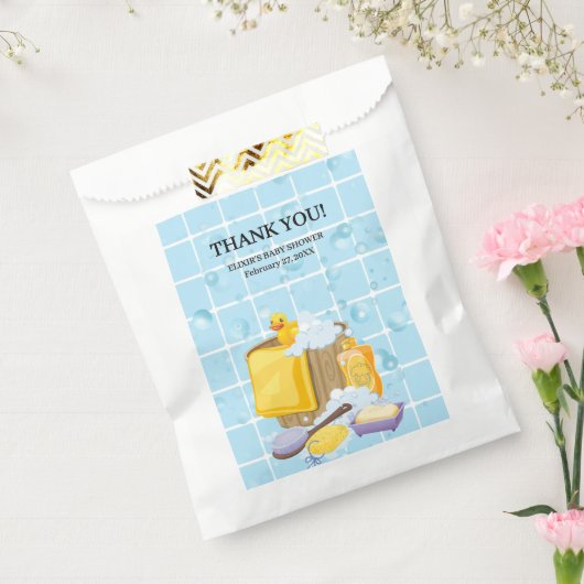 Modern Rubber Ducky Bubbles Baby shower Bedankzakje (Gezegeld)