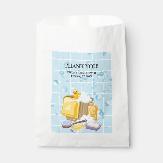 Modern Rubber Ducky Bubbles Baby shower Bedankzakje (Voorkant)