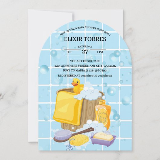 Modern Rubber Ducky Bubbles Baby shower Kaart (Voorkant)
