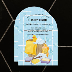 Modern Rubber Ducky Bubbles Baby shower Kaart