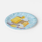 Modern Rubber Ducky Bubbles Baby shower Papieren Bordje (Gekanteld)