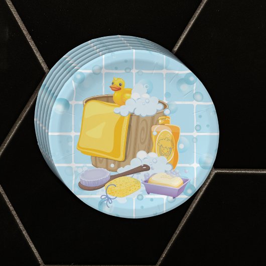 Modern Rubber Ducky Bubbles Baby shower Papieren Bordje