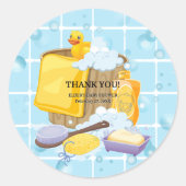 Modern Rubber Ducky Bubbles Baby shower Ronde Sticker (Voorkant)