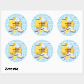Modern Rubber Ducky Bubbles Baby shower Ronde Sticker (Vel)