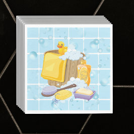 Modern Rubber Ducky Bubbles Baby shower Servet