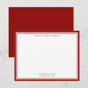 Modern Ruby Red Name & Address Note Card Notitiekaartje