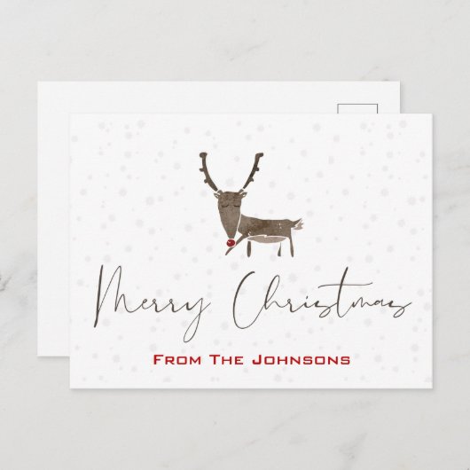 Modern Rudolf Holiday Briefkaart (Voorkant / Achterkant)