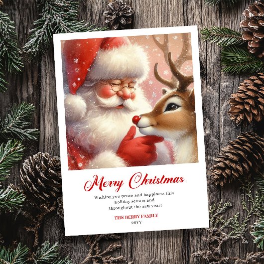 Modern Rudolph Santa Claus Humor Christmas Greetin Feestdagenkaart