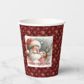 Modern Rudolph Santa Cute Christmas Party Cup Art Papieren Bekers (Voorkant)