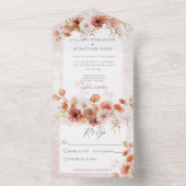 Modern Rust Boho & Neutrals Floral No Dinner All In One Uitnodiging (Binnen)