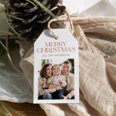 Modern Rust Merry-kerstfoto Cadeaulabel