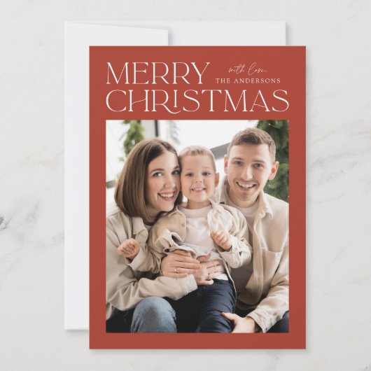 Modern Rust Merry-kerstfoto Feestdagenkaart (Voorkant)