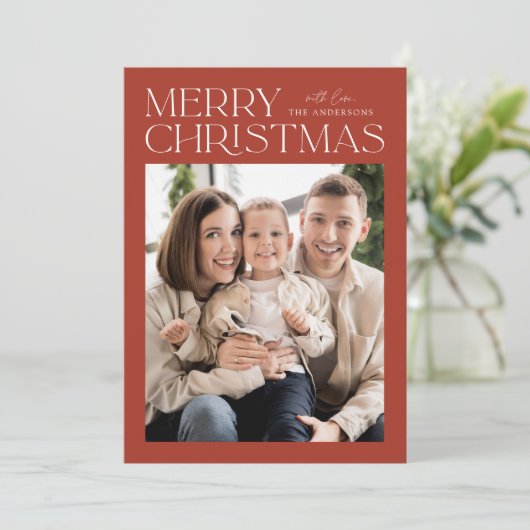 Modern Rust Merry-kerstfoto Feestdagenkaart (Staand voorkant)