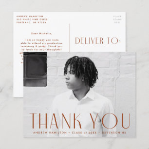 Modern Rust Photo Afstuderen Bedankt Briefkaart