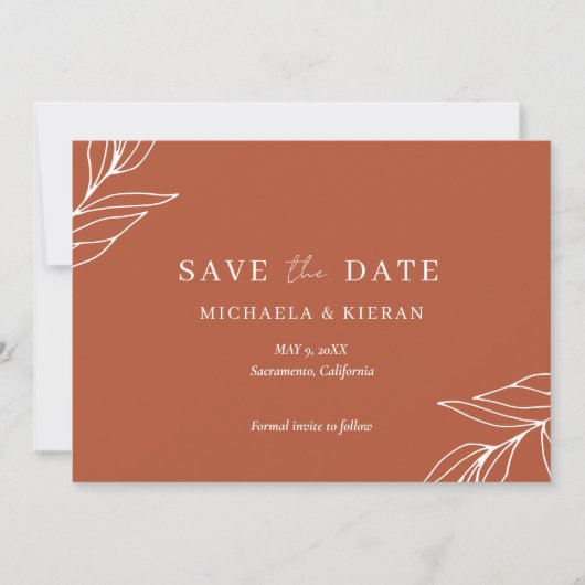 Modern Rust Tropical Photo Wedding Save The Date (Voorkant)