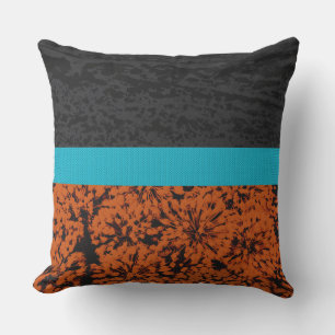 Modern Rust Turquoise Black Thistle Abstract Buitenkussen