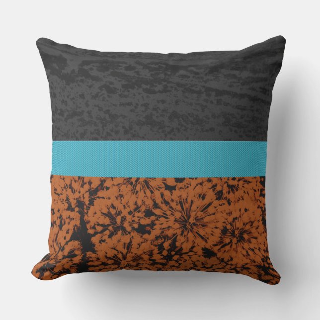 Modern Rust Turquoise Black Thistle Abstract Buitenkussen (Voorkant)