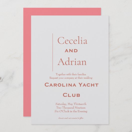 Modern Rust Wedding Uitnodiging (Voorkant / Achterkant)