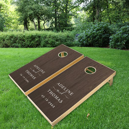 Modern Rustbruine Houten Trouwmonogram