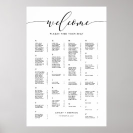Modern Rustic Alfabetisch Stoelenplan Bord Poster