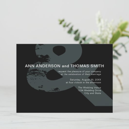 Modern Rustic Ampersand Wedding Kaart (Staand voorkant)