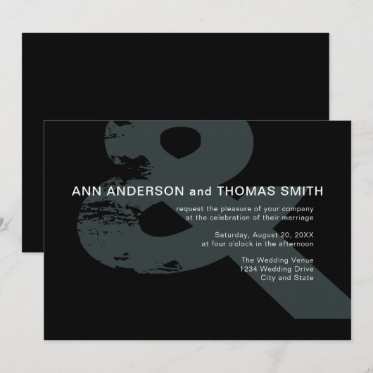 Modern Rustic Ampersand Wedding Kaart (Voorkant / Achterkant)