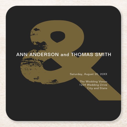 Modern Rustic Ampersand Wedding Mok Square Paper C Kartonnen Onderzetters (Voorkant)