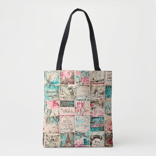 Modern rustic artistic painting square Hippie Tote Bag (Voorkant)