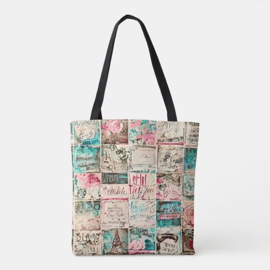 Modern rustic artistic painting square Hippie Tote Bag (Achterkant)