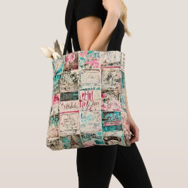 Modern rustic artistic painting square Hippie Tote Bag