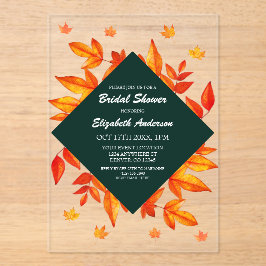 Modern Rustic Autumn Leaves Bridal Shower Acryl Uitnodigingen