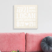 Modern Rustic Baby Birth Stats Nursery Art Canvas Afdruk (Insitu (Woonkamer))